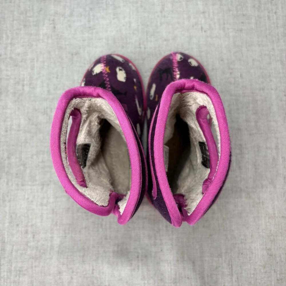 Bogs Baby Boots Purple Pink Farm Animal Print Waterproof‎ Insulated Kids Size 7